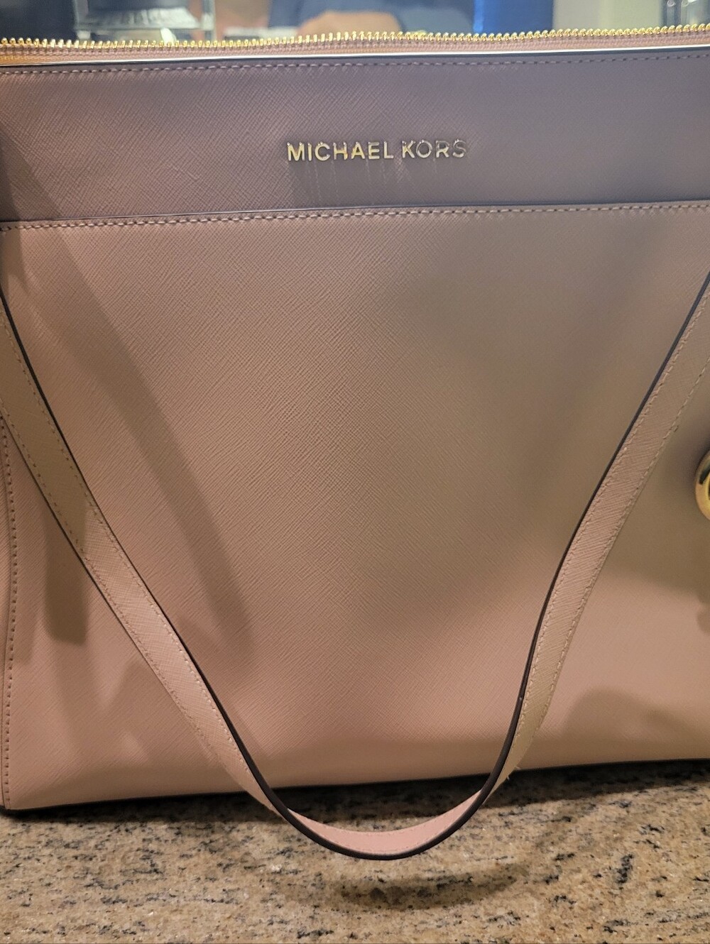 Michael Kors Light Pink Leather Tote with Gold Logo